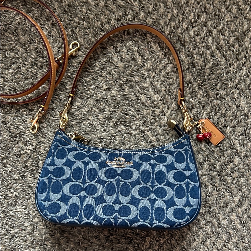 Coach Denim Teri Shoulder Bag (Cherry 2025 Collection)